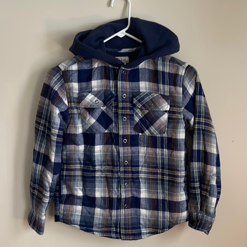 LL Bean lined flannel shirt with hoodie